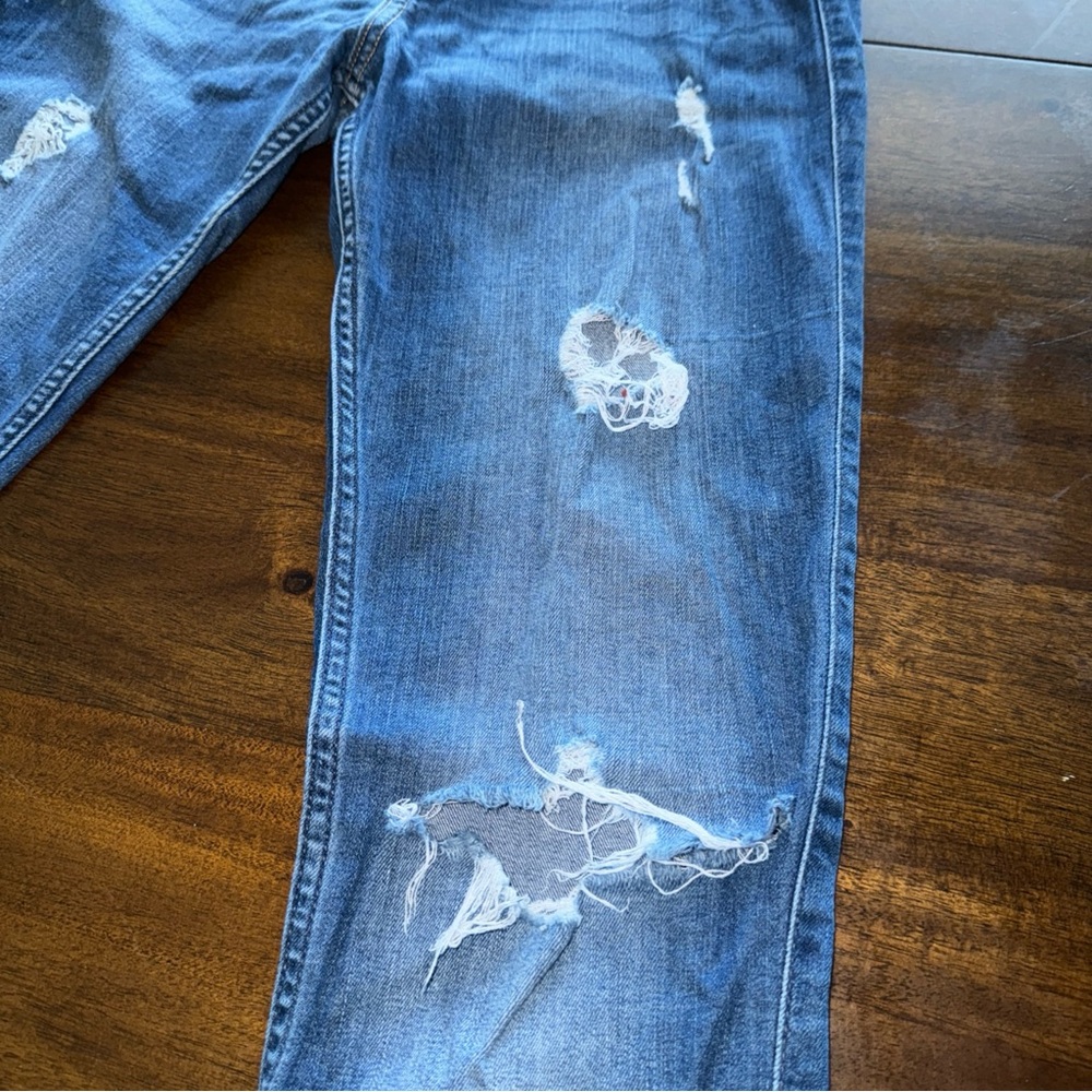 Hollister High Rise Super Skinny Distressed Blue Denim Jeans Long 7 W 28 L 32 - Picture 3 of 9
